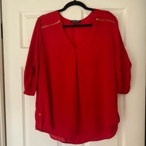 Beautiful Red Blouse with Zippers